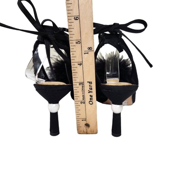 Antonio Melani Womens Size 6.5 Claire Ostrich Feathers Pom Ankle Wrap Pumps 303 - Picture 5 of 12